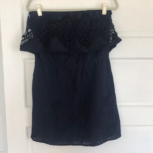 Navy strapless dress, L